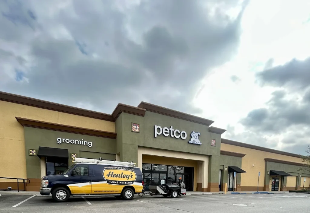 Commercial plumbing service at a retail center in San Bernardino, CA