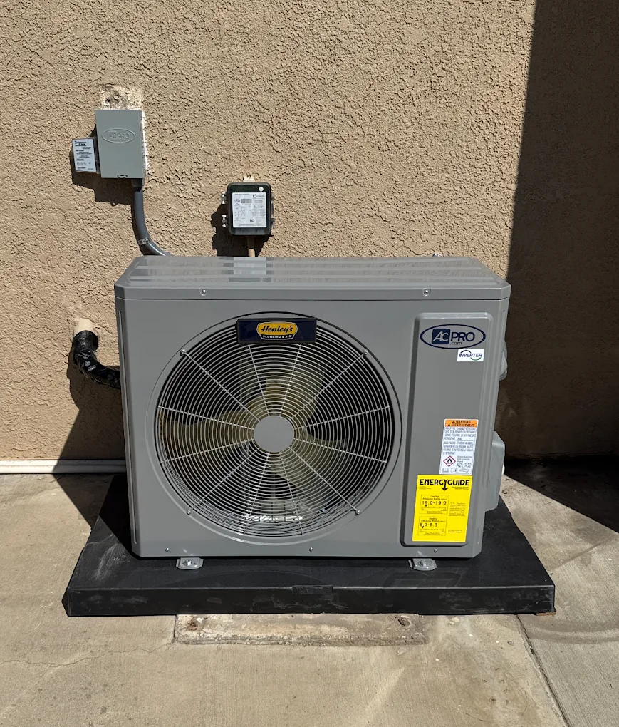 Henley's Plumbing & Air AC condenser installation in San Bernardino, CA