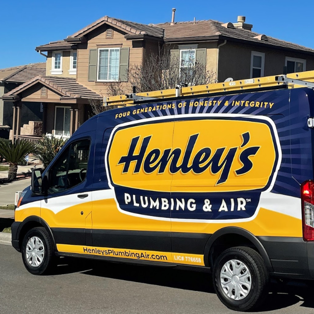 Henley's Plumbing & Air service van in San Bernardino, CA