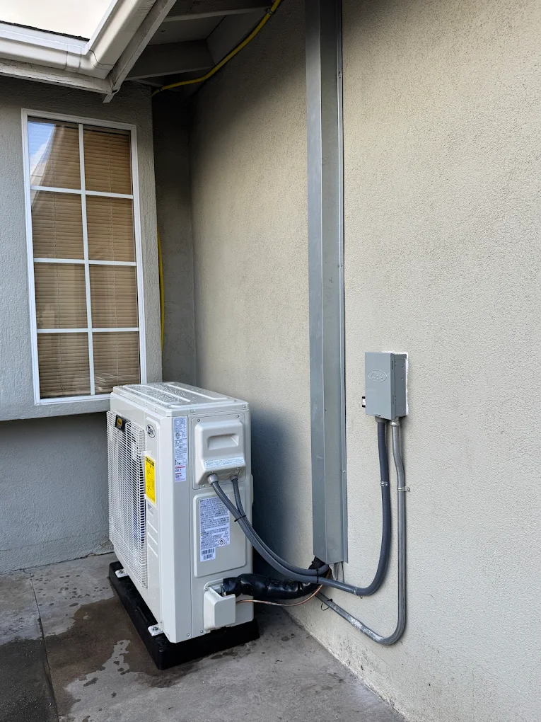 Ductless mini-split outdoor unit installation in San Bernardino, CA